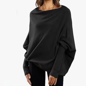 Lillusory Black Assymetrical Batwing Sweater Size XL